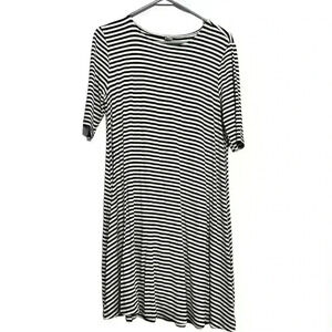 Old Navy, black and white striped knee length‎ dress. Size medium.